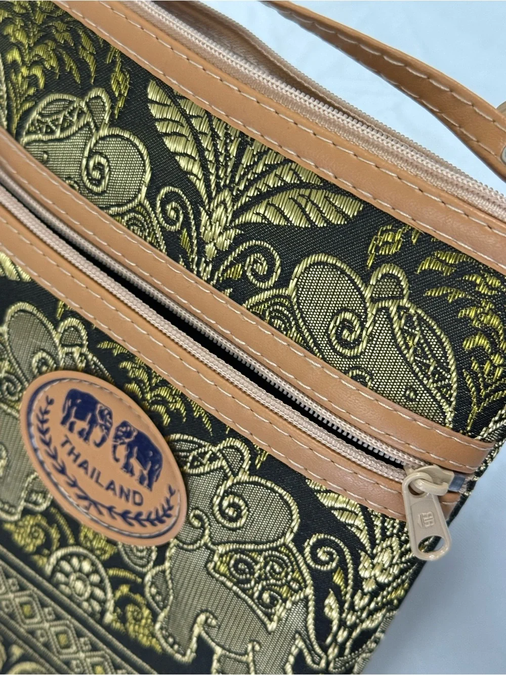 Thai Elephant Crossbody Bag - Olive Green